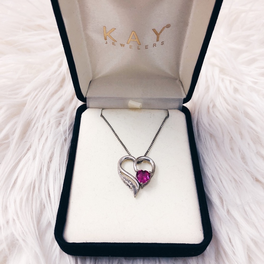Kay’s Jewelers Ruby Necklace with Diamond Accent